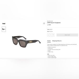 Balenciaga Black 51MM Square Sunglasses NWT never worn